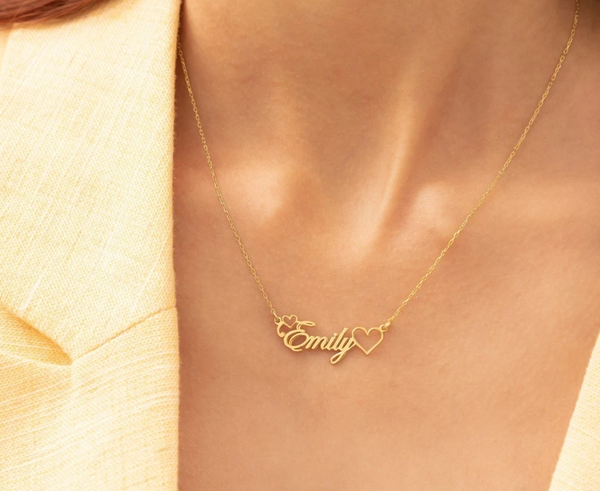 Double Hearts Name Necklace