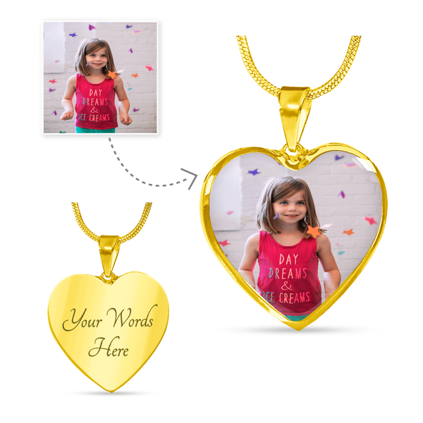 Collar con foto de corazón de lujo