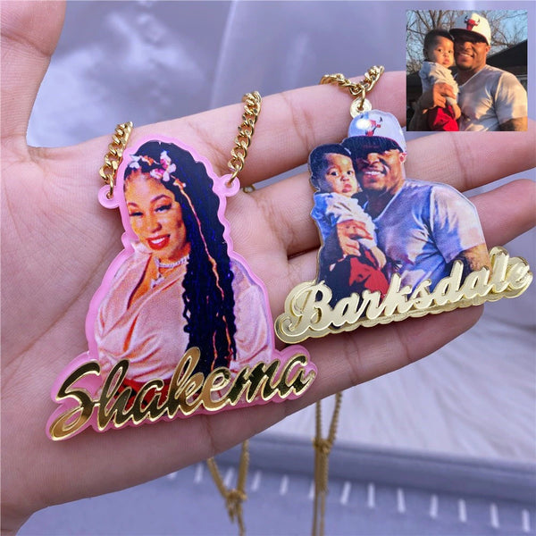 Collar de foto con nombre personalizado