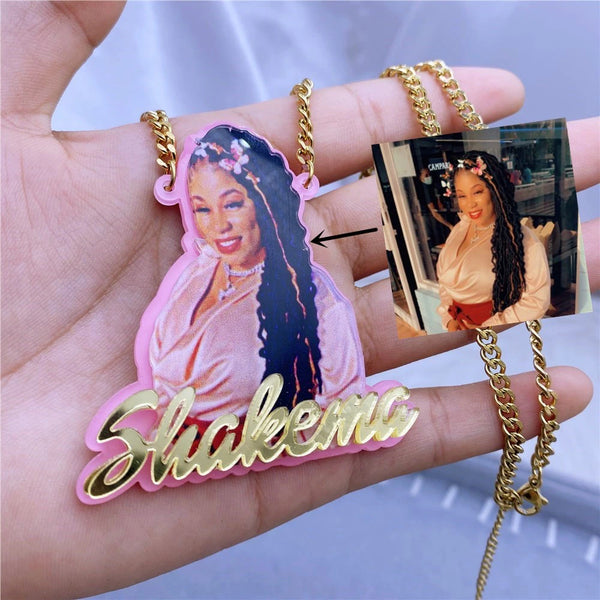 Collar de foto con nombre personalizado