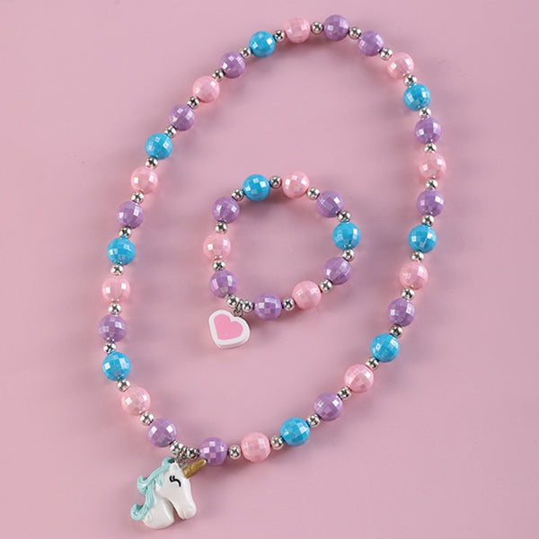 Conjunto de collar y pulsera de unicornio para niños
