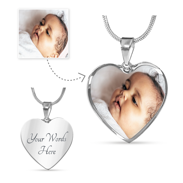 Collar con foto de corazón de lujo