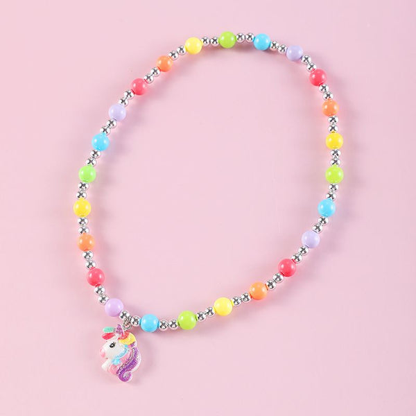 Conjunto de collar y pulsera de unicornio para niños