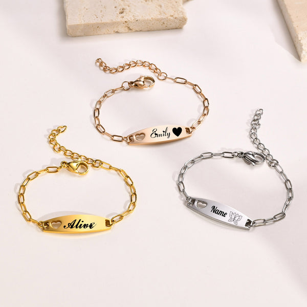Brazalete de bebé personalizado con corazón hueco