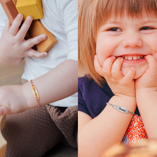 Brazalete de bebé personalizado con corazón hueco