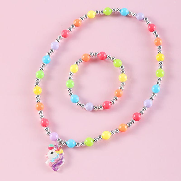 Conjunto de collar y pulsera de unicornio para niños