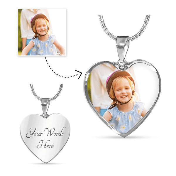 Collar con foto de corazón de lujo
