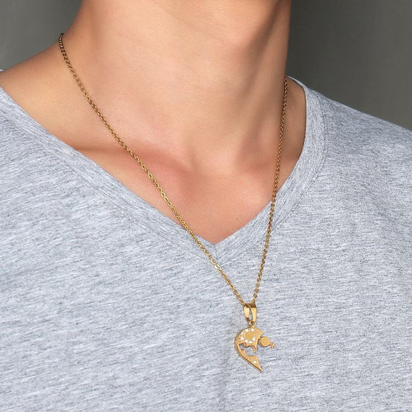 Collar de parejas de corazón de amor de diamantes de imitación