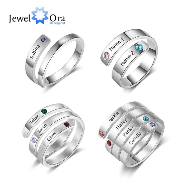 Family Names and Birthstones Ring