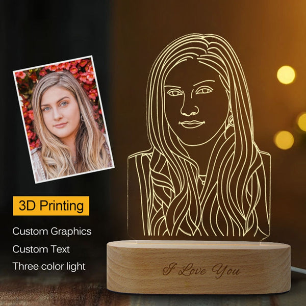 Luz nocturna 3D personalizada