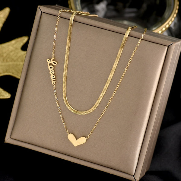 2 Layers Heart Choker Necklace
