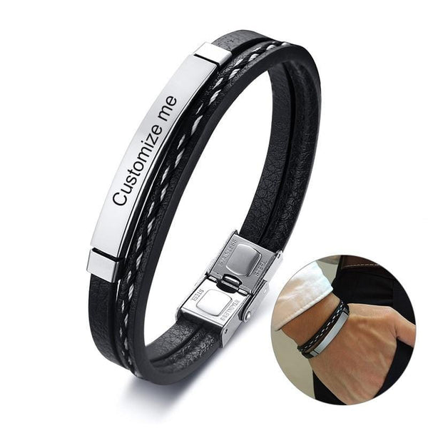 Pulsera de cuero para hombre personalizada