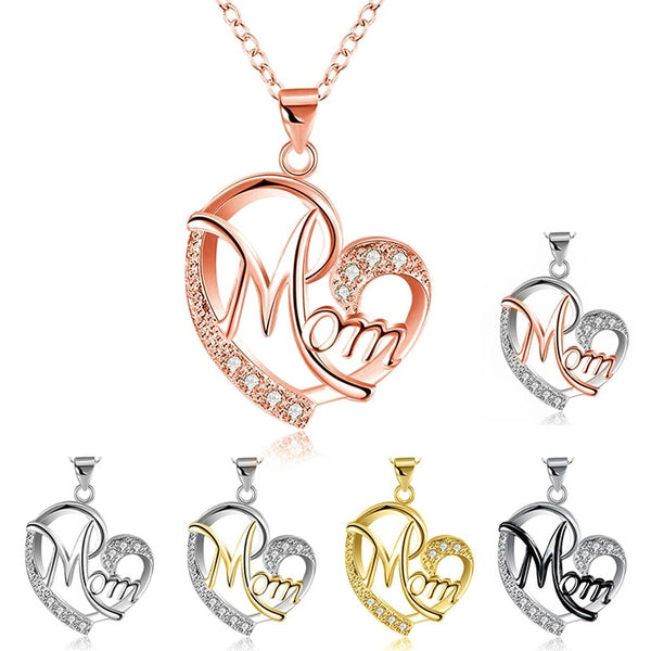 Collar con colgante de corazón grande MOM
