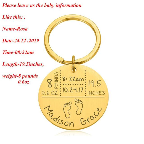 Llavero personalizado de nacimiento de bebé