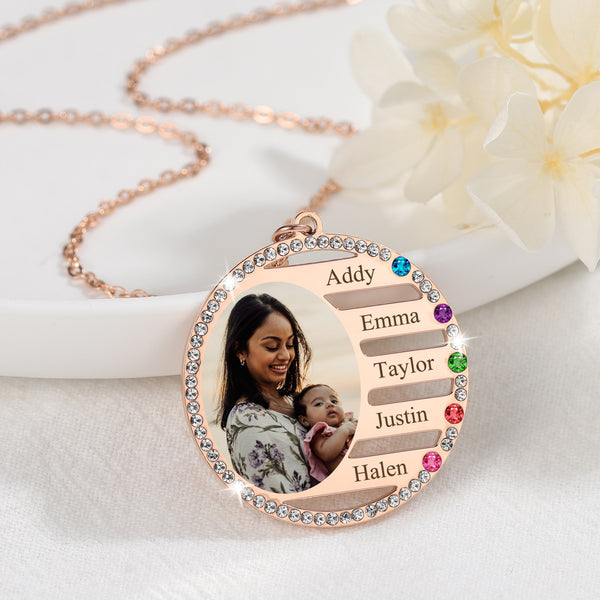Collar de piedra de nacimiento con foto familiar