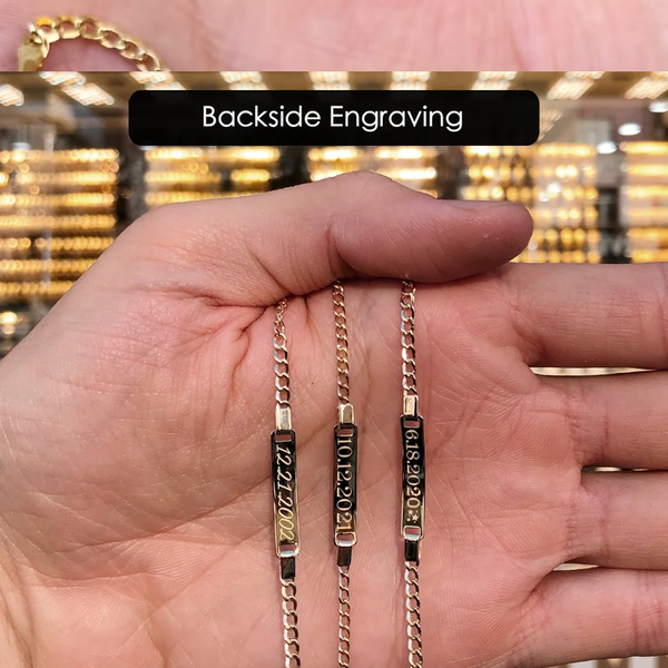 Brazalete de bebé grabado en oro de 14 quilates