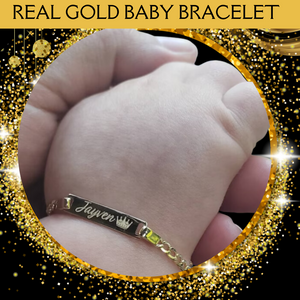 Real Gold Engraved Baby Name Bracelet