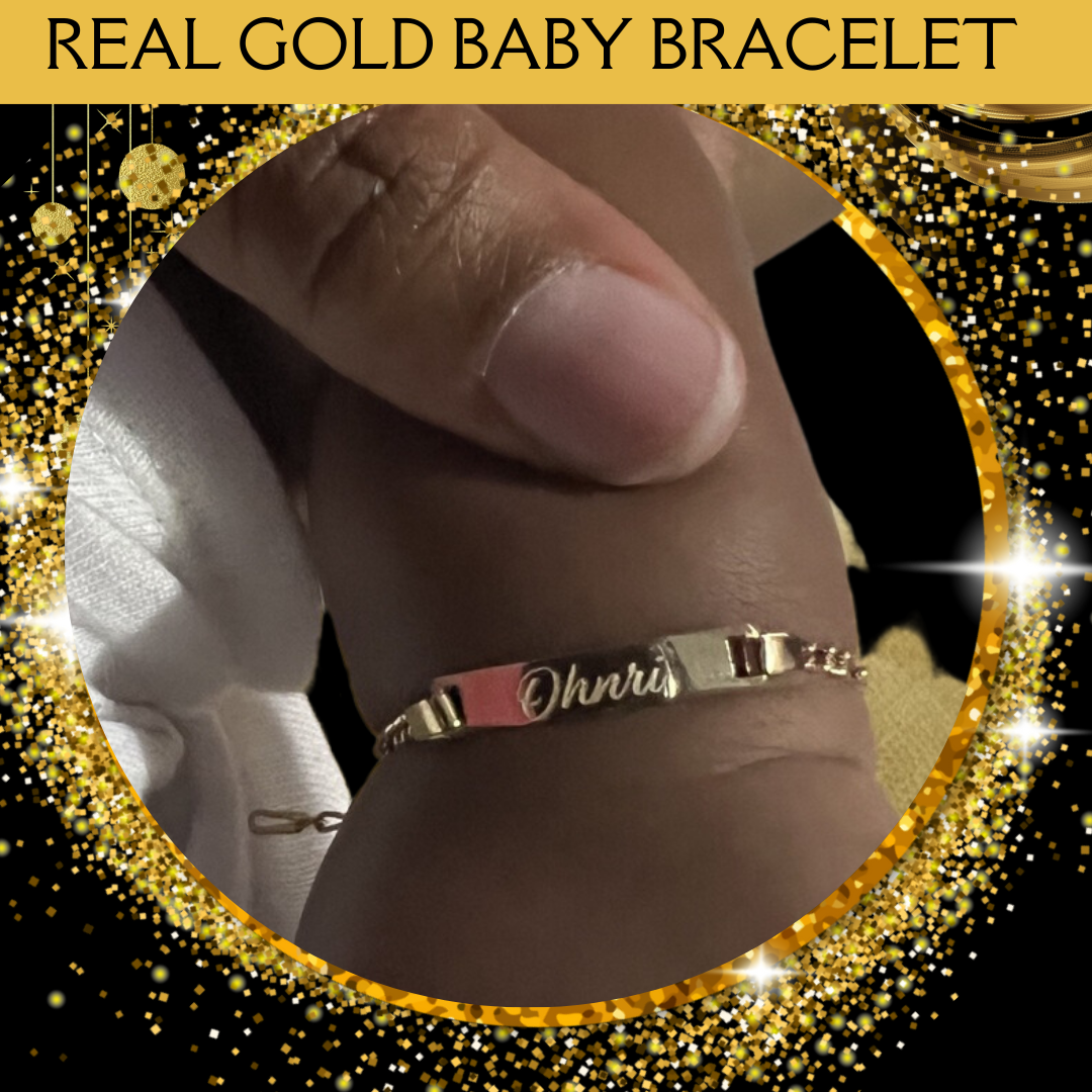 Amazon.com: Personalized Baby Name bracelet, Adjustable Baby Toddler Child  ID Bracelet, Personalized Girl Boy Gift, 14K Gold Filled, 14K Rose Gold  Filled, Sterling Silver (CG277B_1X.25). : Handmade Products