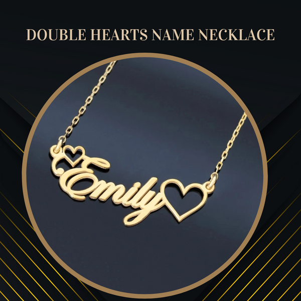 Double Hearts Name Necklace