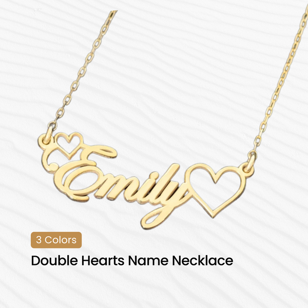 Double Hearts Name Necklace