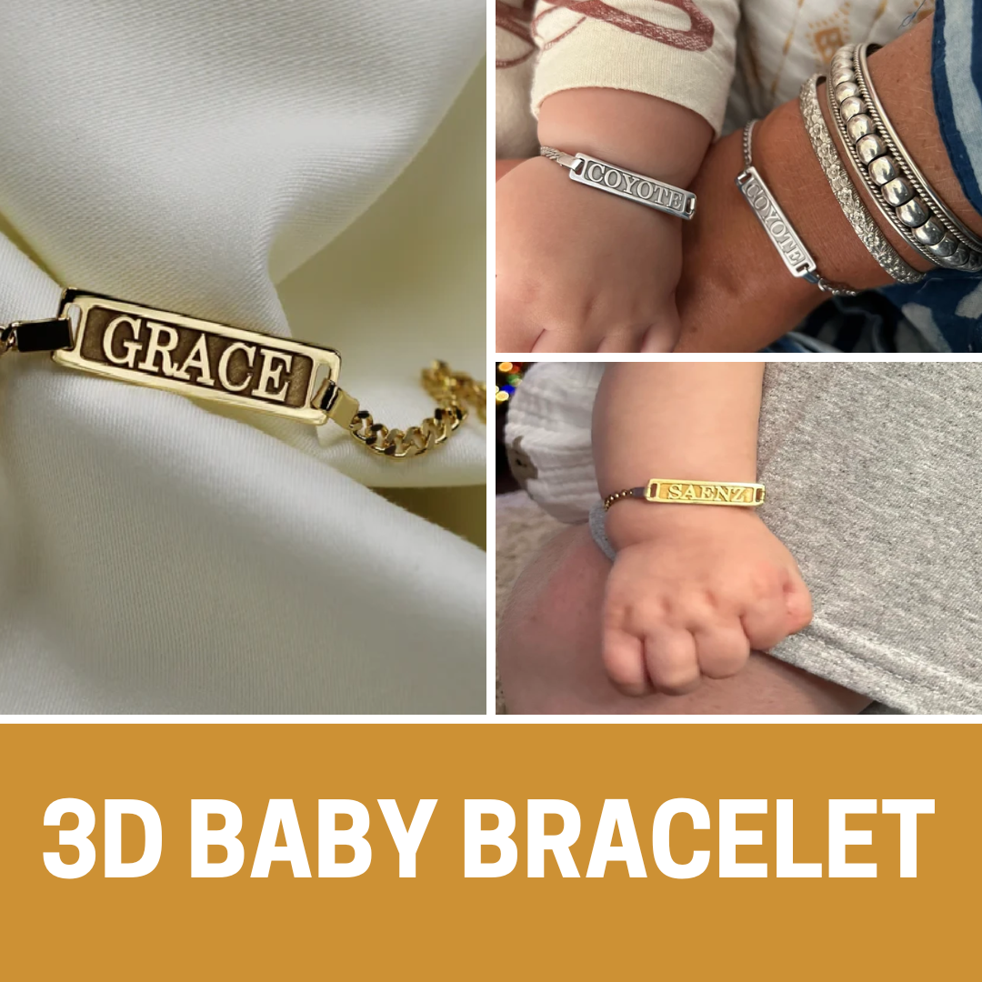 Personalize Custom Baby Name Bracelet Gold Tone Solid Stain - Walmart.com