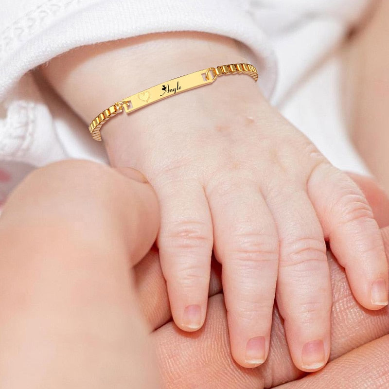 custom name baby bracelet gold