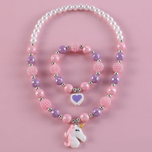 Children Unicorn Necklace and Bracelet Set