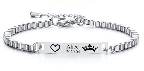 custom name baby bracelet silver