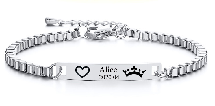 custom name baby bracelet silver