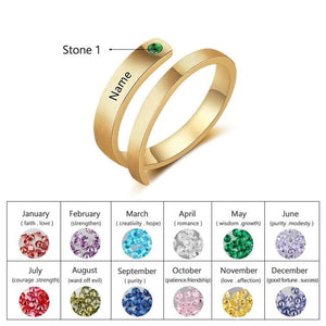 Family Names and Birthstones Ring