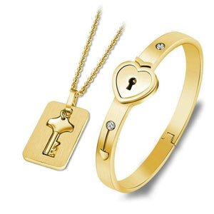 Heart Lock Bracelet & Key Necklace