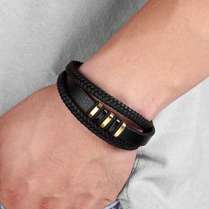 3 Layers Genuine Leather Men's Bracelet