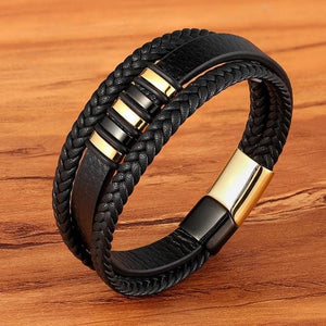 3 Layers Genuine Leather Men's Bracelet