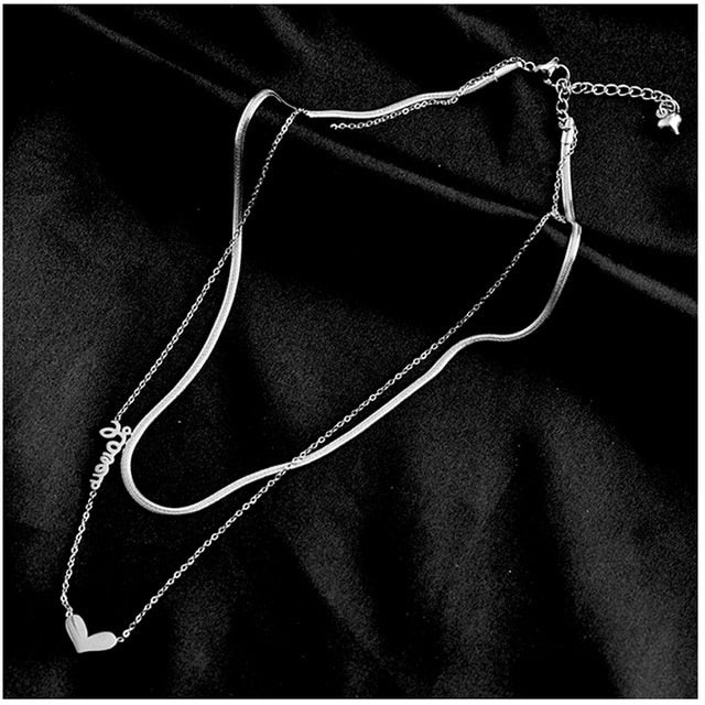 2 Layers Heart Choker Necklace