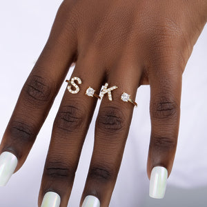 Initial Letter Adjustable Ring