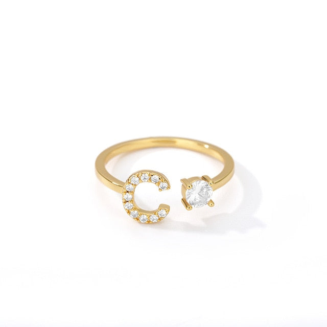 Initial Letter Adjustable Ring
