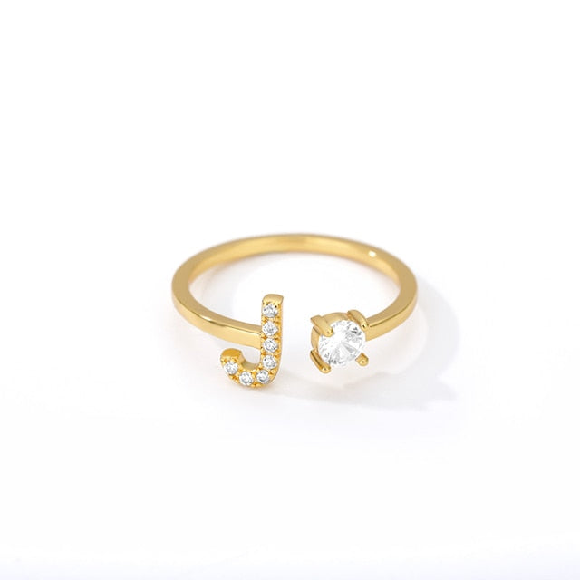 Initial Letter Adjustable Ring
