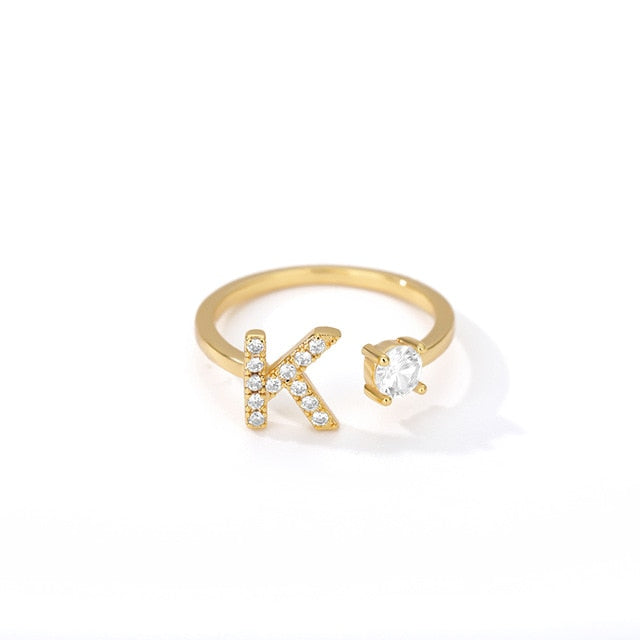 Initial Letter Adjustable Ring