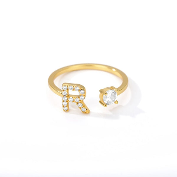 Initial Letter Adjustable Ring