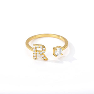 Initial Letter Adjustable Ring