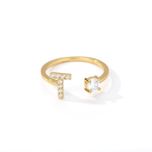 Initial Letter Adjustable Ring