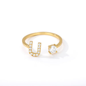 Initial Letter Adjustable Ring