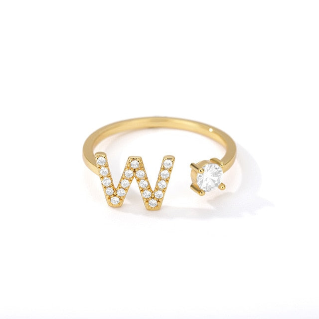 Initial Letter Adjustable Ring