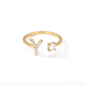 Initial Letter Adjustable Ring