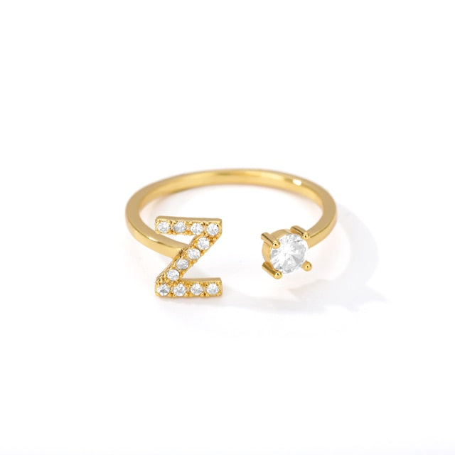 Initial Letter Adjustable Ring