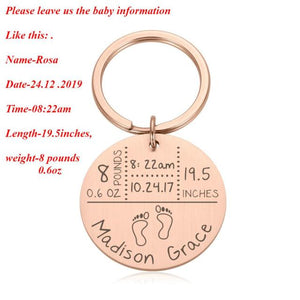 Personalized New Baby Birth Keychain