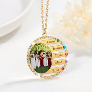 Family Photo Birthstone Necklace