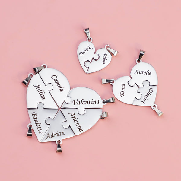 Heart Puzzle Necklace and Keychain