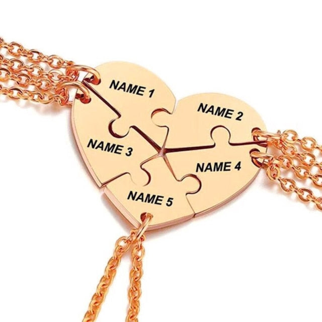Source Custom wholesale personalized name heart puzzle necklace family  jewelry blank carved name heart pendant good friend necklace on  m.alibaba.com